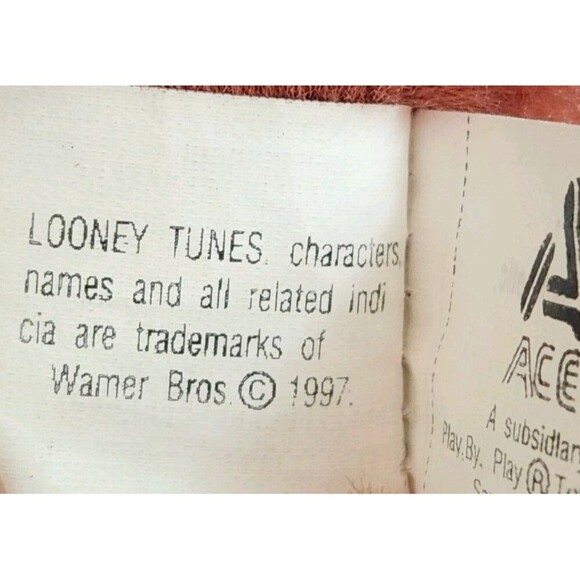 Looney Tunes 1997 NWT Tasmanian Devil Vintage Plush Toy Warner Bros - Picture 12 of 13